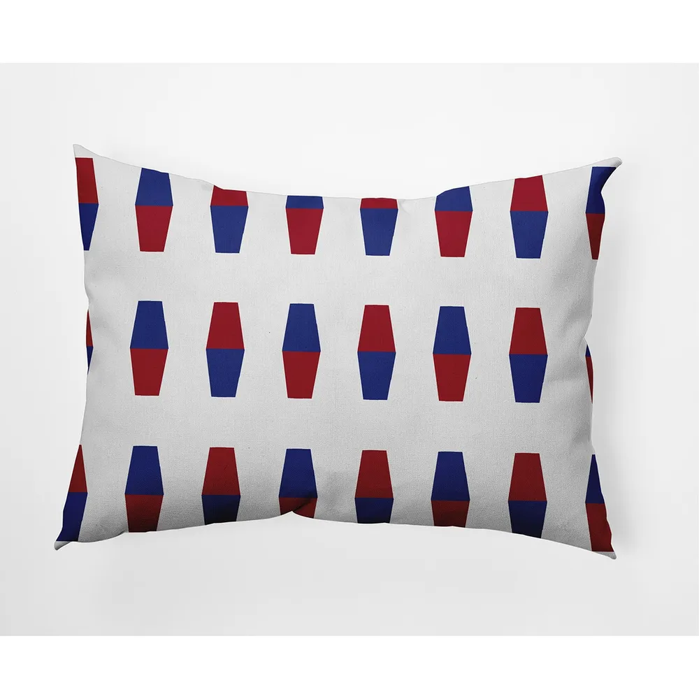 14″ x 20″ Red and Blue Bowling Pins Rectangular Outdoor Throw Pillow