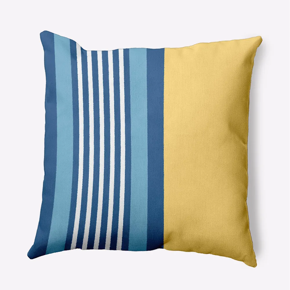 18″ x 18″ Yellow and Blue Beach Shack Outdoor Throw Pillow
