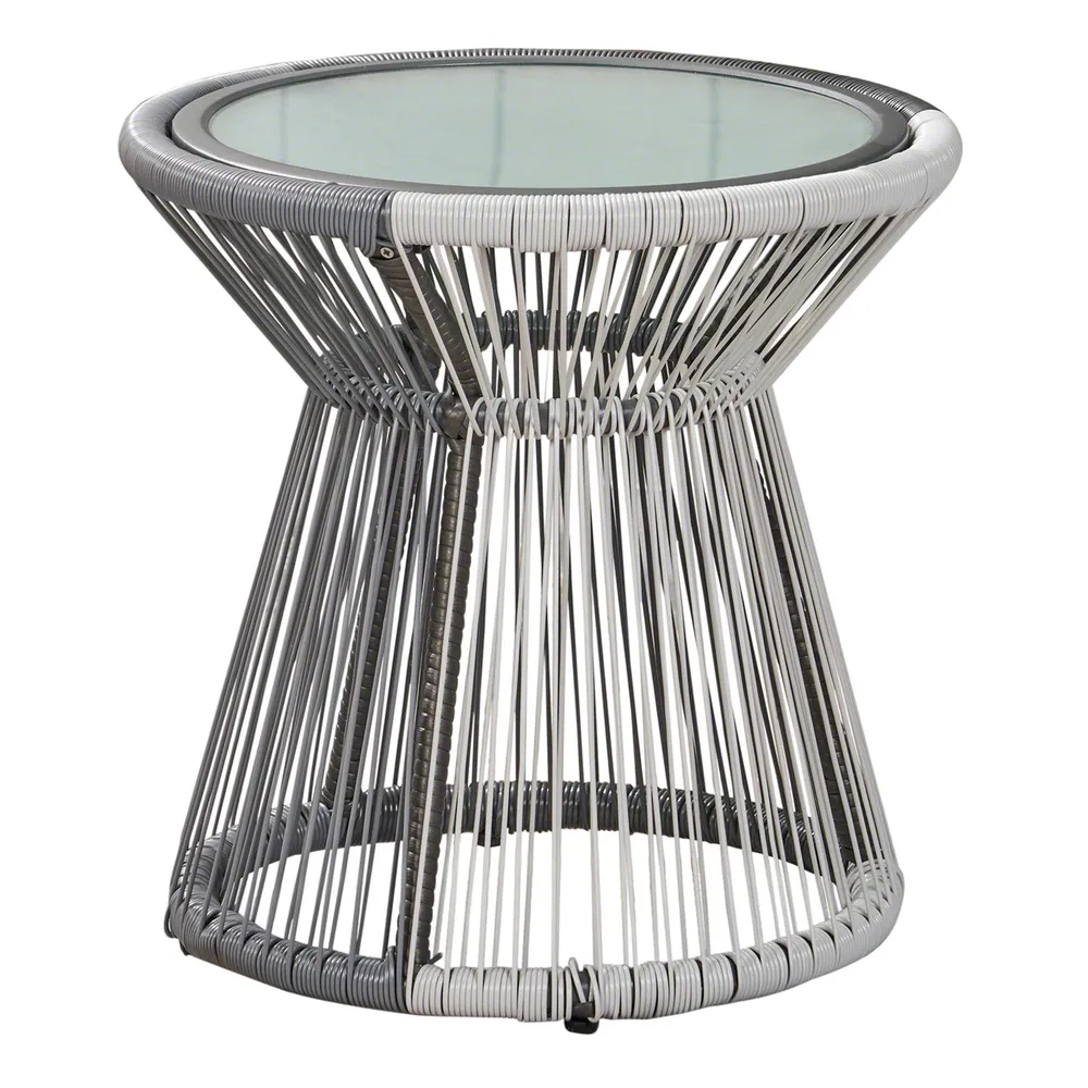 18.25″ Gray and White Hand Crafted Outdoor Patio Side Table