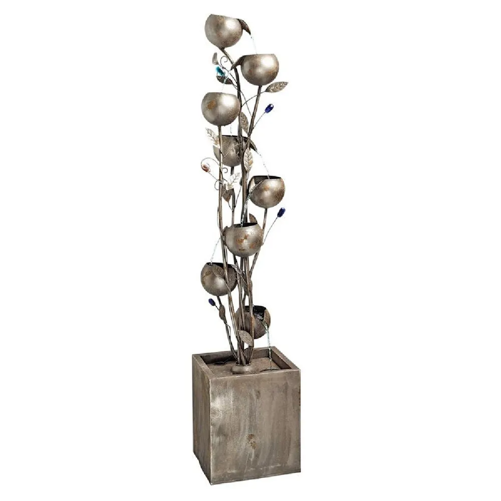 69″ Floral Abstract Metal Stylish Tower Fountain