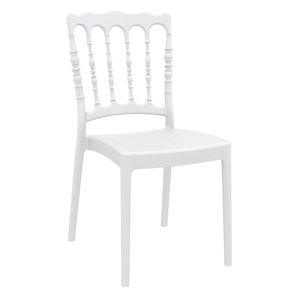 36″ White Stackable Outdoor Patio Dining Chair – Stylish, Durable, and Weather-Resistant