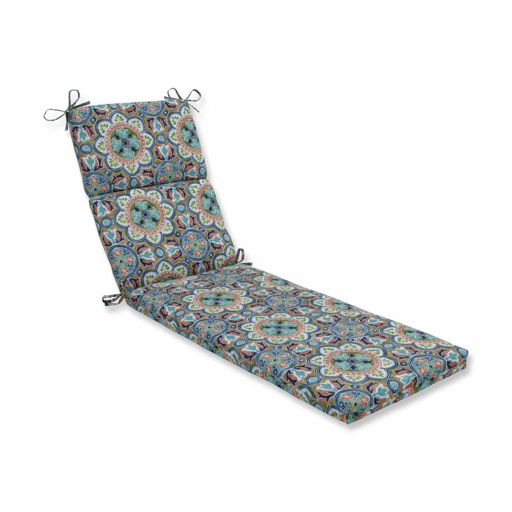 Damask Outdoor Patio Chaise Lounge Cushion – 72.5″ – Blue and Red