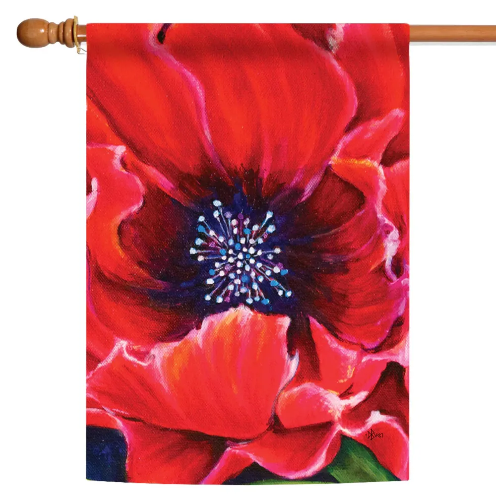 Painted Poppy Outdoor House Flag 40″ x 28″