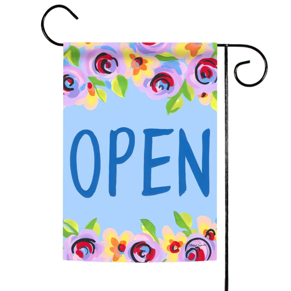 Blue and Green Floral Open Outdoor Garden Flag 18″ x 12.5″