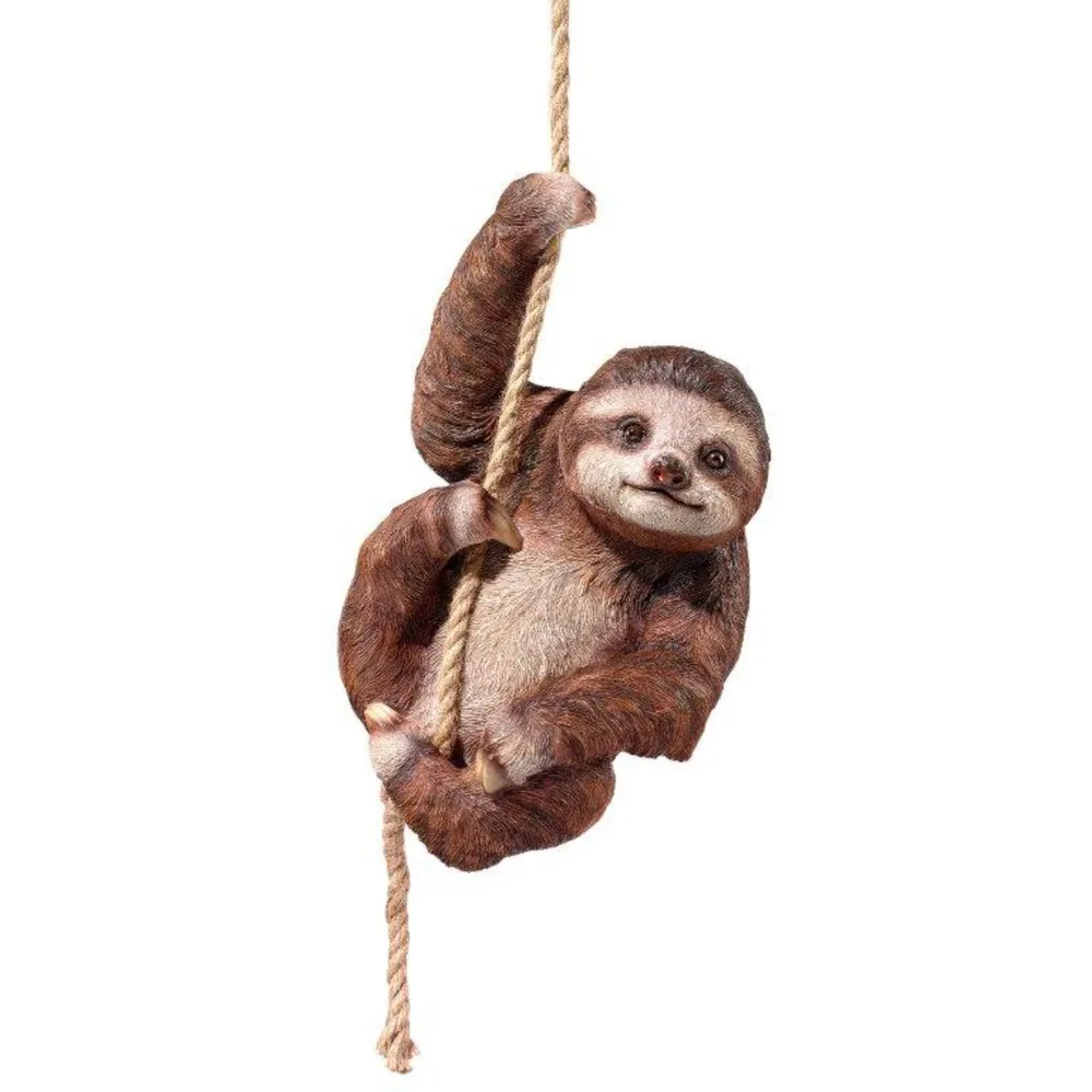 Serene 22″ Brown and Beige Hanging Sloth Outdoor Figurine – Embrace the Slow Life