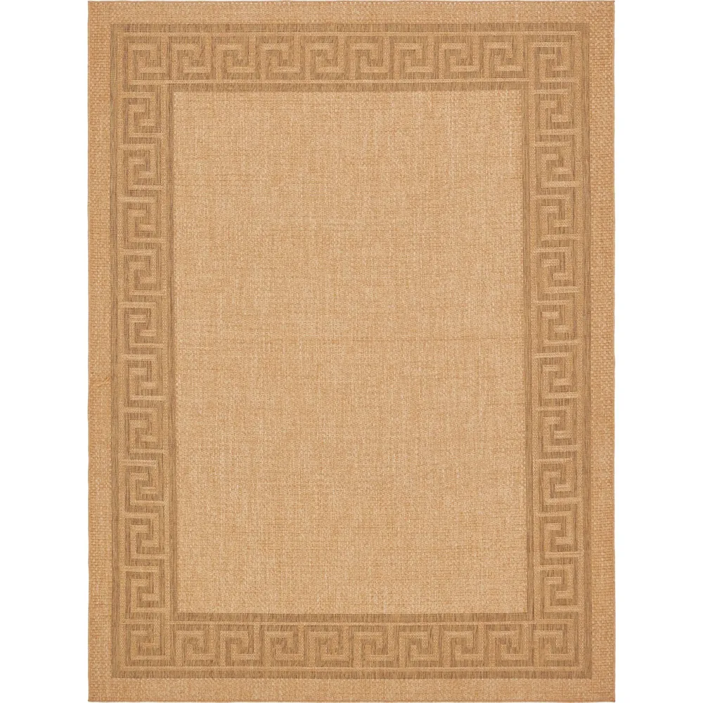 9′ x 12′ Natural Brown Border Rectangular Outdoor Area Throw Rug