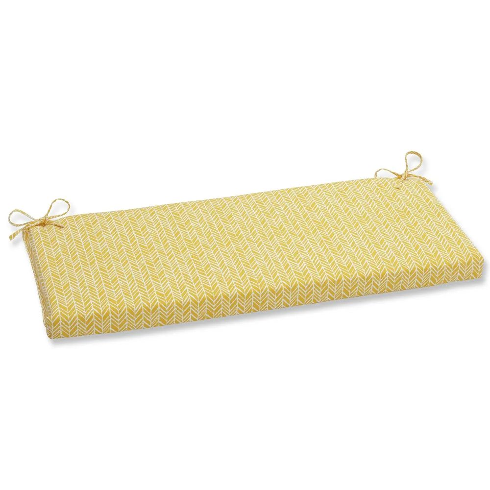 Herringbone Rectangular Outdoor Bench Cushion – 45″ – Yellow and White
