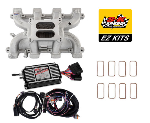 LS Cathedral Carb Conversion Kit - Edelbrock Performer Intake/MSD 60143 Ignition