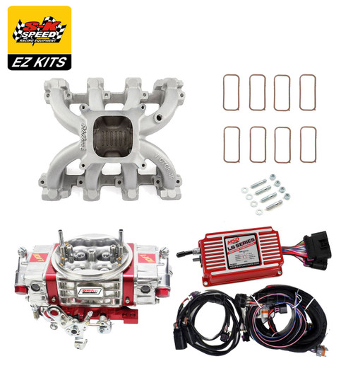 LS1 Carb Intake Kit Edelbrock Victor Jr Intake/MSD 6014 Ignition/Quickfuel Q-850