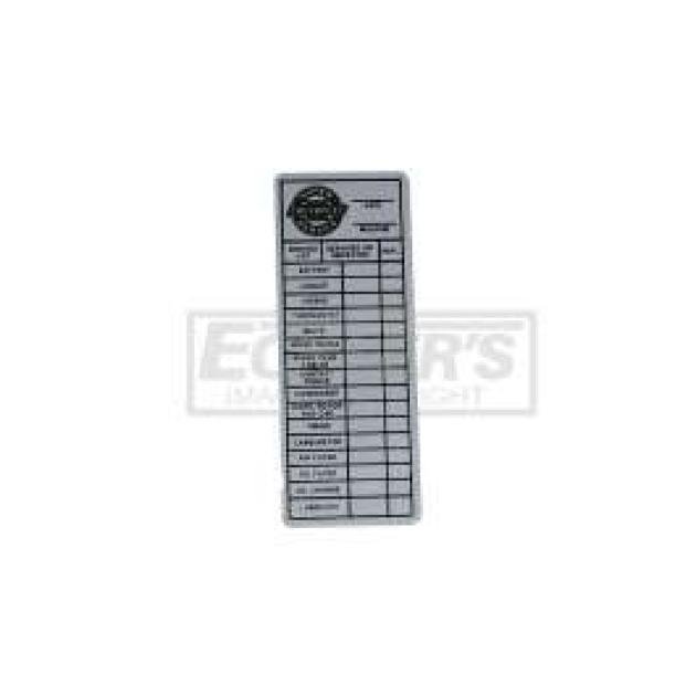 El Camino Interior Decal, Dealer Aluminum Service Tag, 1959-1970