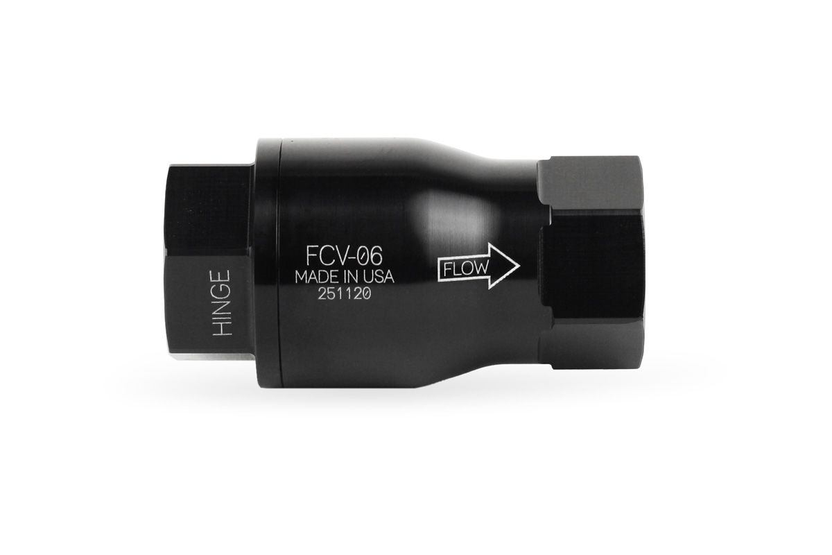High-Flow, Low Cracking Pressure Flapper Check Valve, -6AN O-Ring Boss