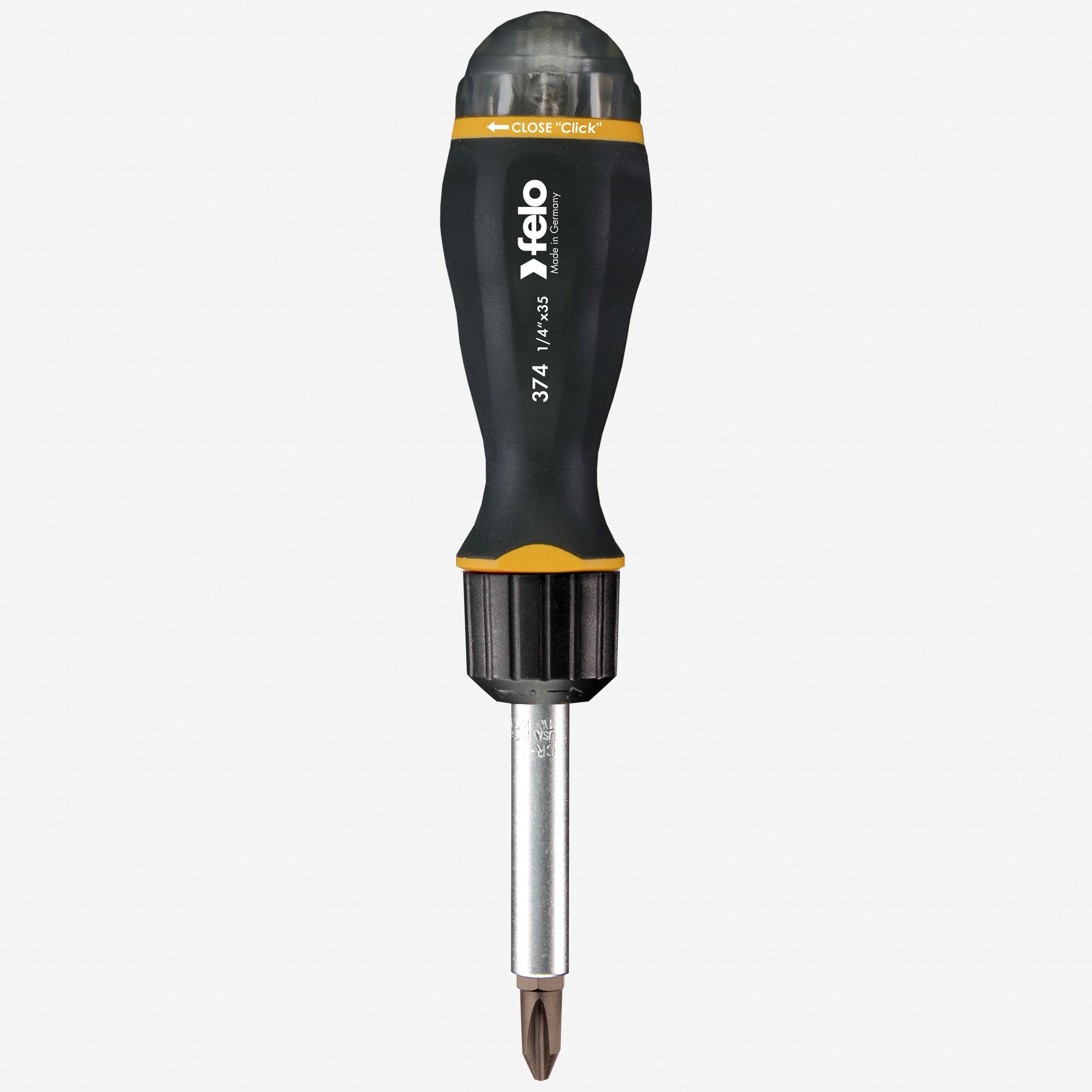 Felo Magazine Handle Ratcheting Bitholder, SL/PZ/PH, 181 mm, 8 Pieces