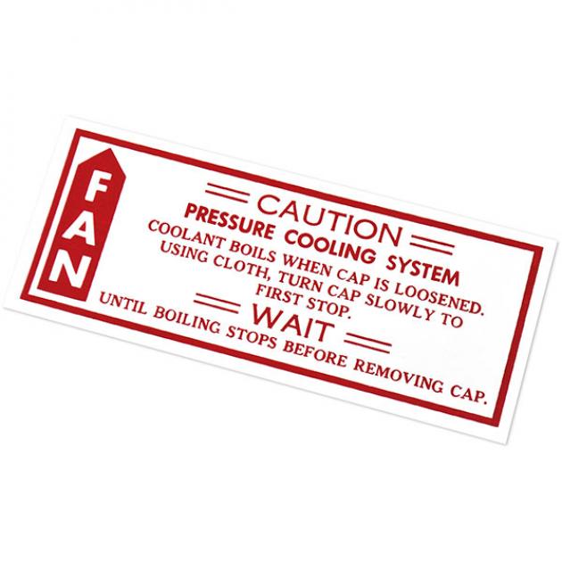 El Camino Engine Compartment Decal, Caution Fan, 1979-1980