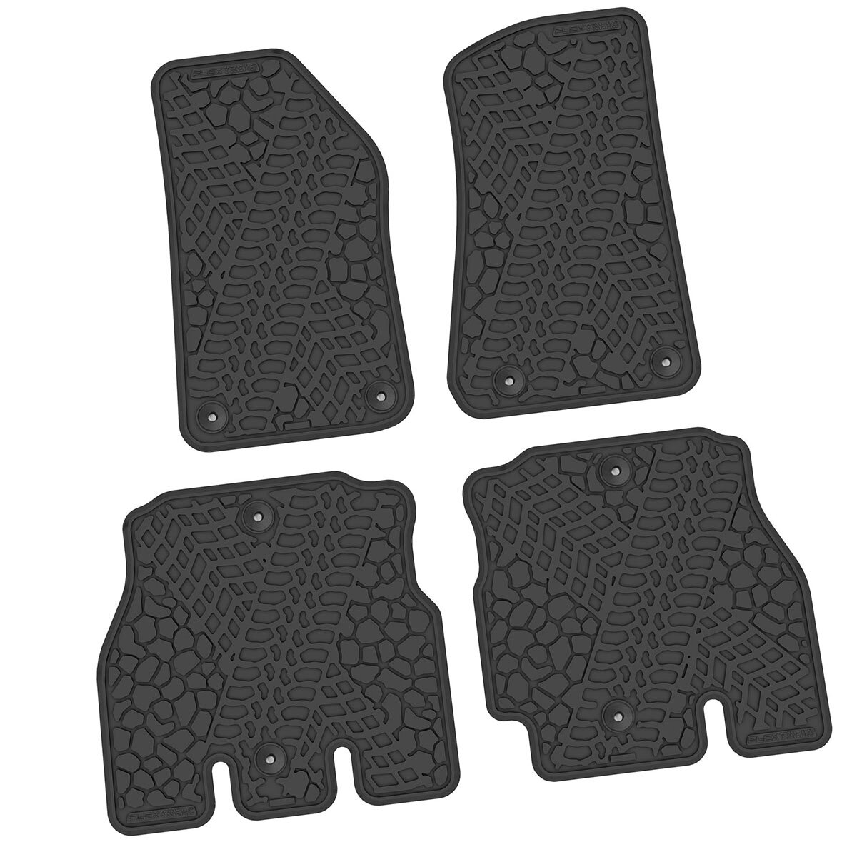 FlexTread  Tire Tread/Scorched Earth Scene Front & Rear Floor Liners for 18-26 Jeep Wrangler JL Unlimited 4-Door