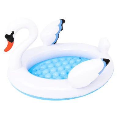 Fun in the Sun! 42.5″ Inflatable White and Blue Swan Kiddie Pool for Kids Ages 1-3