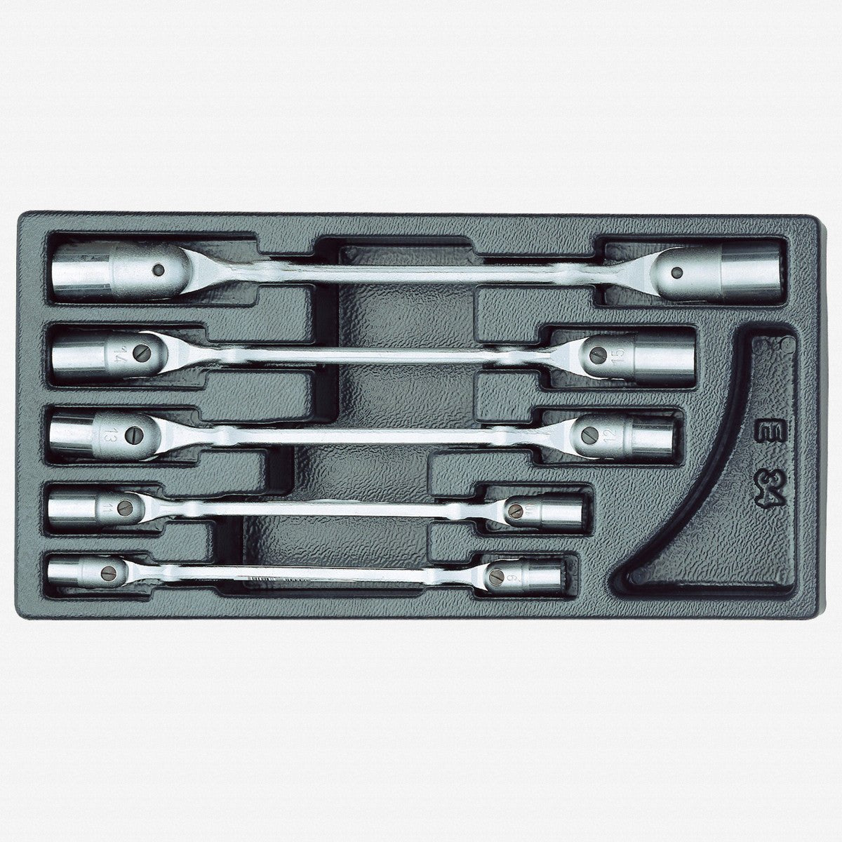 Gedore 1500 ES-34 Double Swivel Head Wrench Set in 1/3 ES Tool Module, 8 - 17 mm, 5 Pieces