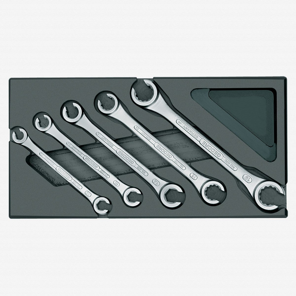 Gedore 1500 ES-400 Metric Flare Nut Wrenches in 1/3 ES Tool Module, 8 - 19 mm, 5 Pieces