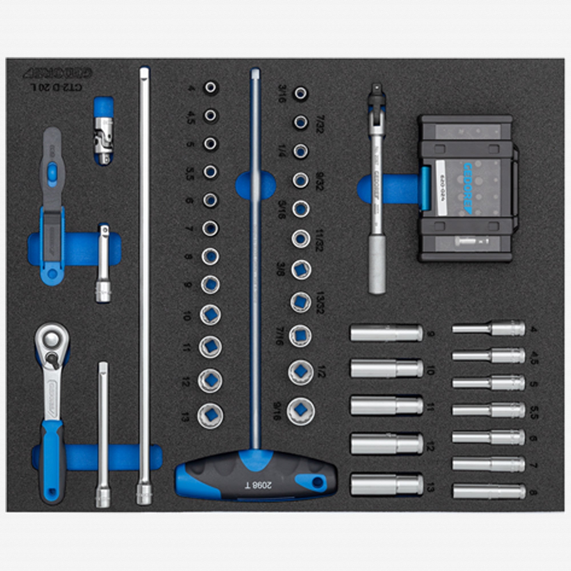 Gedore 2005 CT2-D 20 Screwdriver bit socket set 1/4" in 2/4 CT tool module, 67 pieces