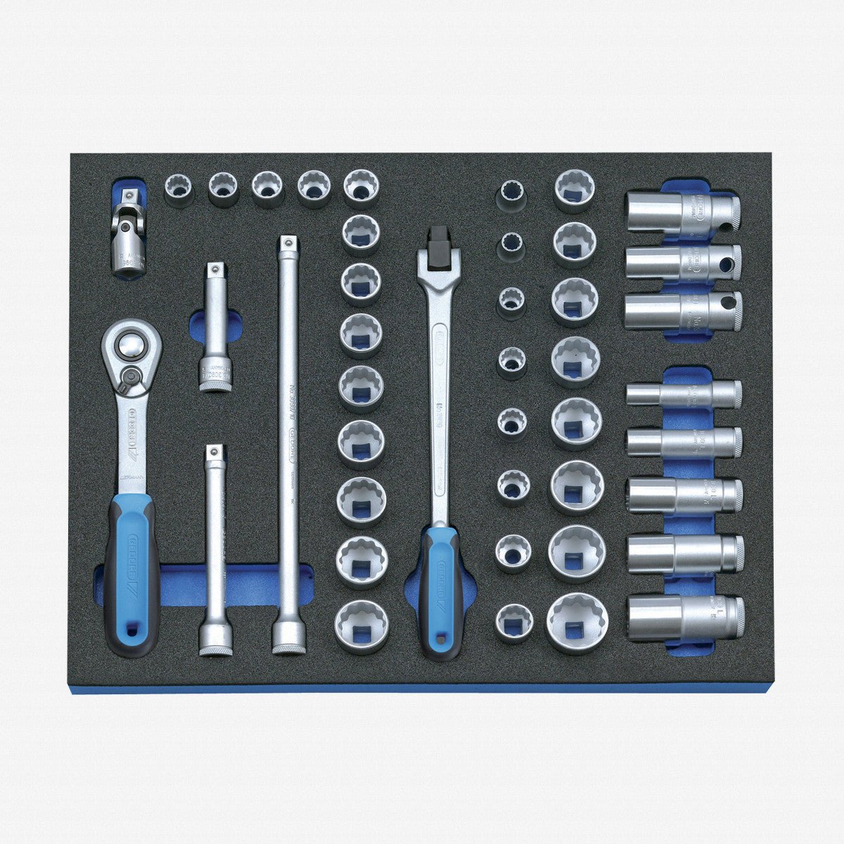 Gedore 2005 CT2-D 30 3/8" SAE and Metric Socket Set in 2/4 CT Tool Module, 43 pieces