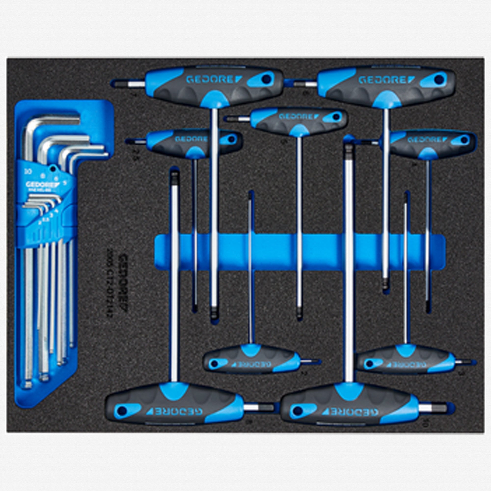 Gedore 2005 CT2-DT 42 Metric T-handle and L-key Set in 2/4 CT Tool Module, 17 pieces