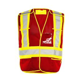 Ground Force Universal 5 Pt. Tearaway Mesh Traffic Vest - Red