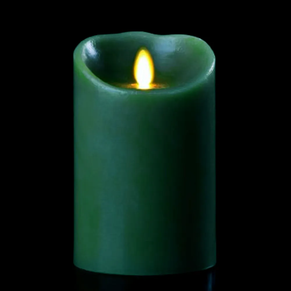 7″ Forest Green Luminara Flickering Flameless LED Lighted Pine Scented Pillar Candle