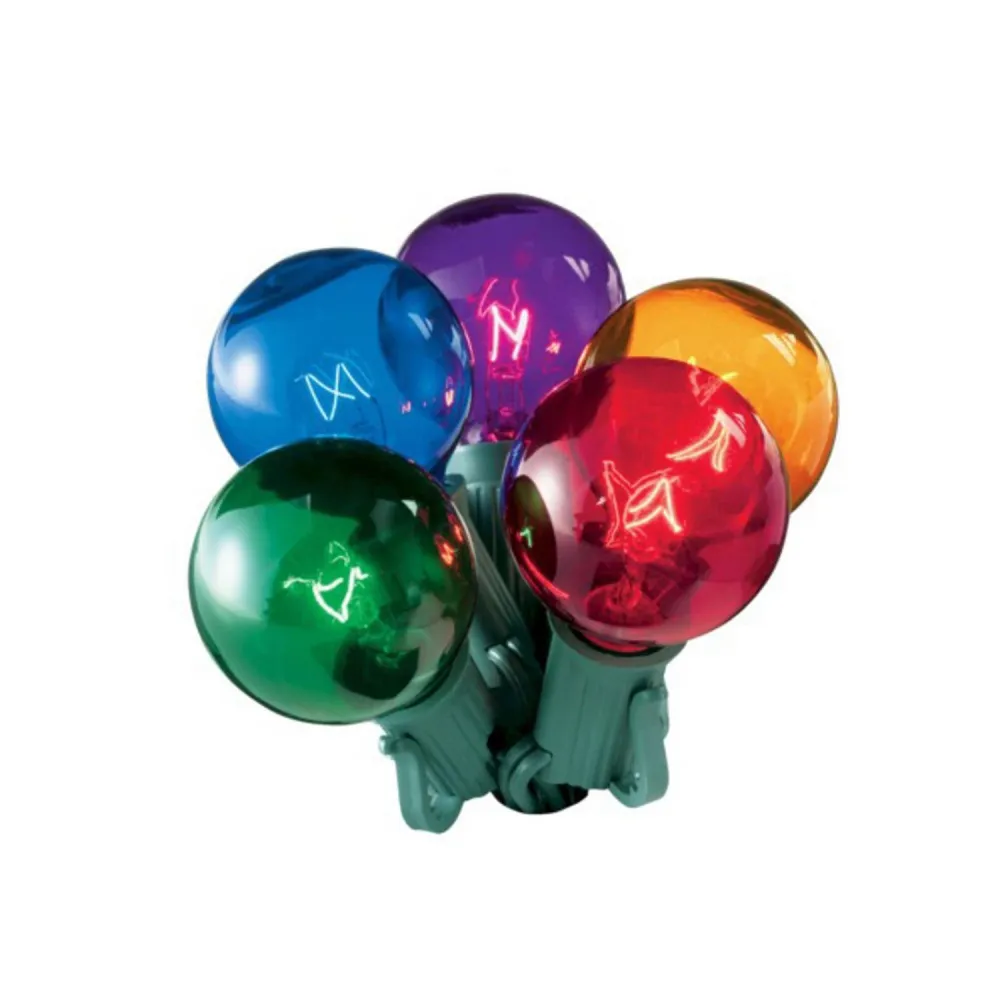 Set of 20 Multi-Color Globe Christmas Lights – 20′ Green Wire