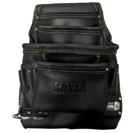 Raven 7-Pocket Black Top Grain Leather Tool Pouch