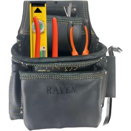 RAVEN Oil Tanned Leather Fastener Pouch 3 Pockets