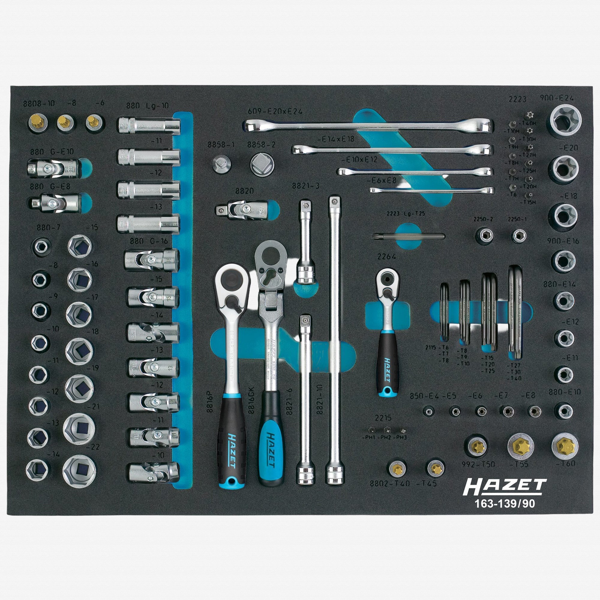 Hazet 163-139/90 1/4", 3/8", 1/2" Metric Socket Set, 90 Pieces