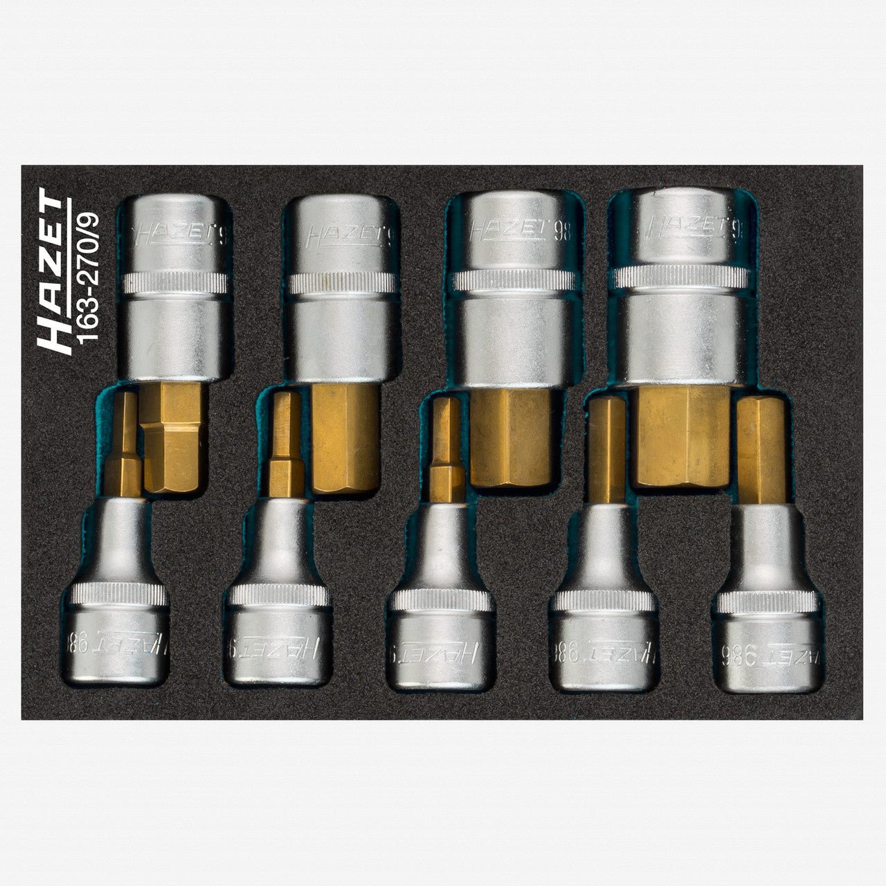 Hazet 163-270/9 1/2" Drive Metric Hex Bit Socket Set, 9 PIeces