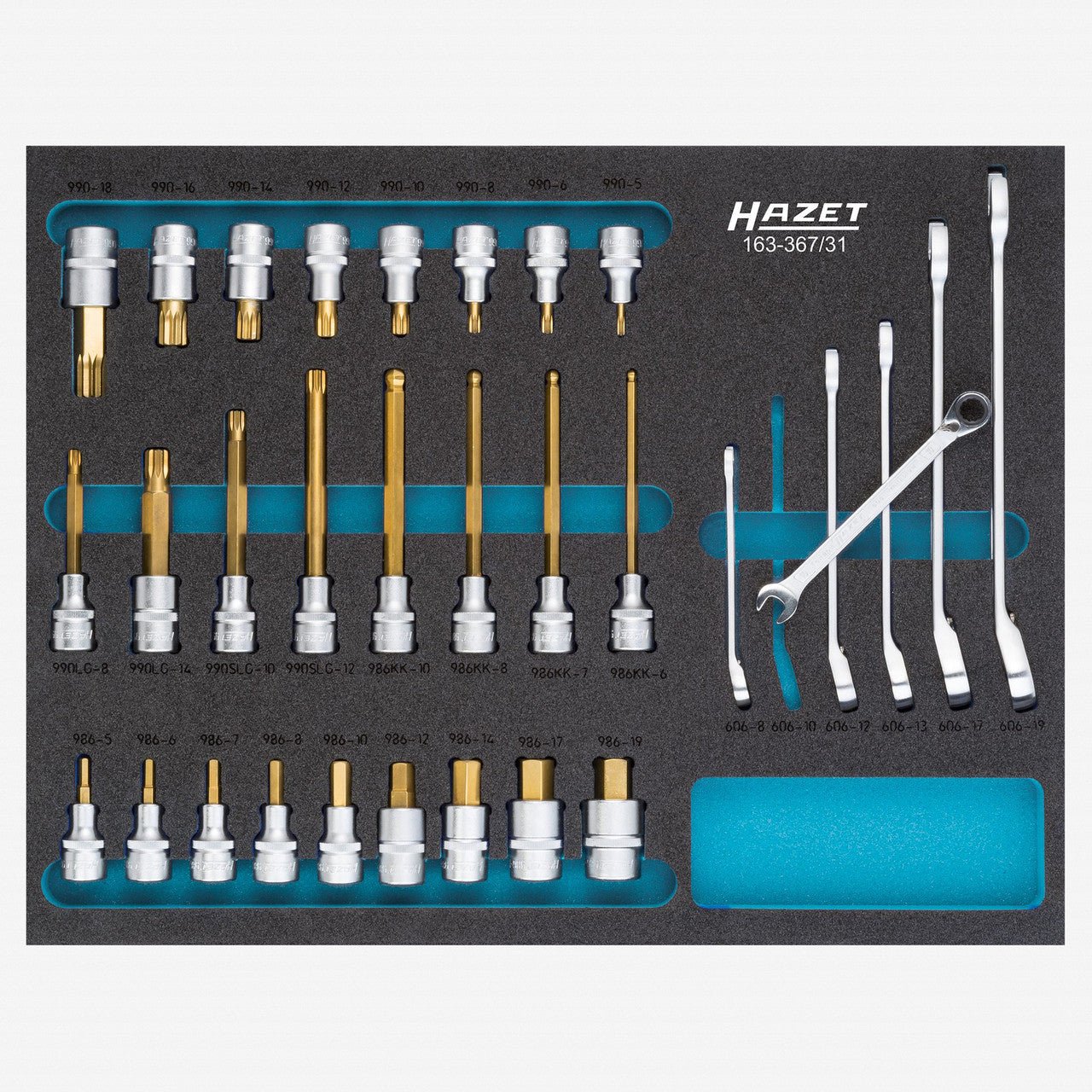 Hazet 163-367/31 1/2" Drive Hex and XZN Bit Socket Set, 31 Pieces