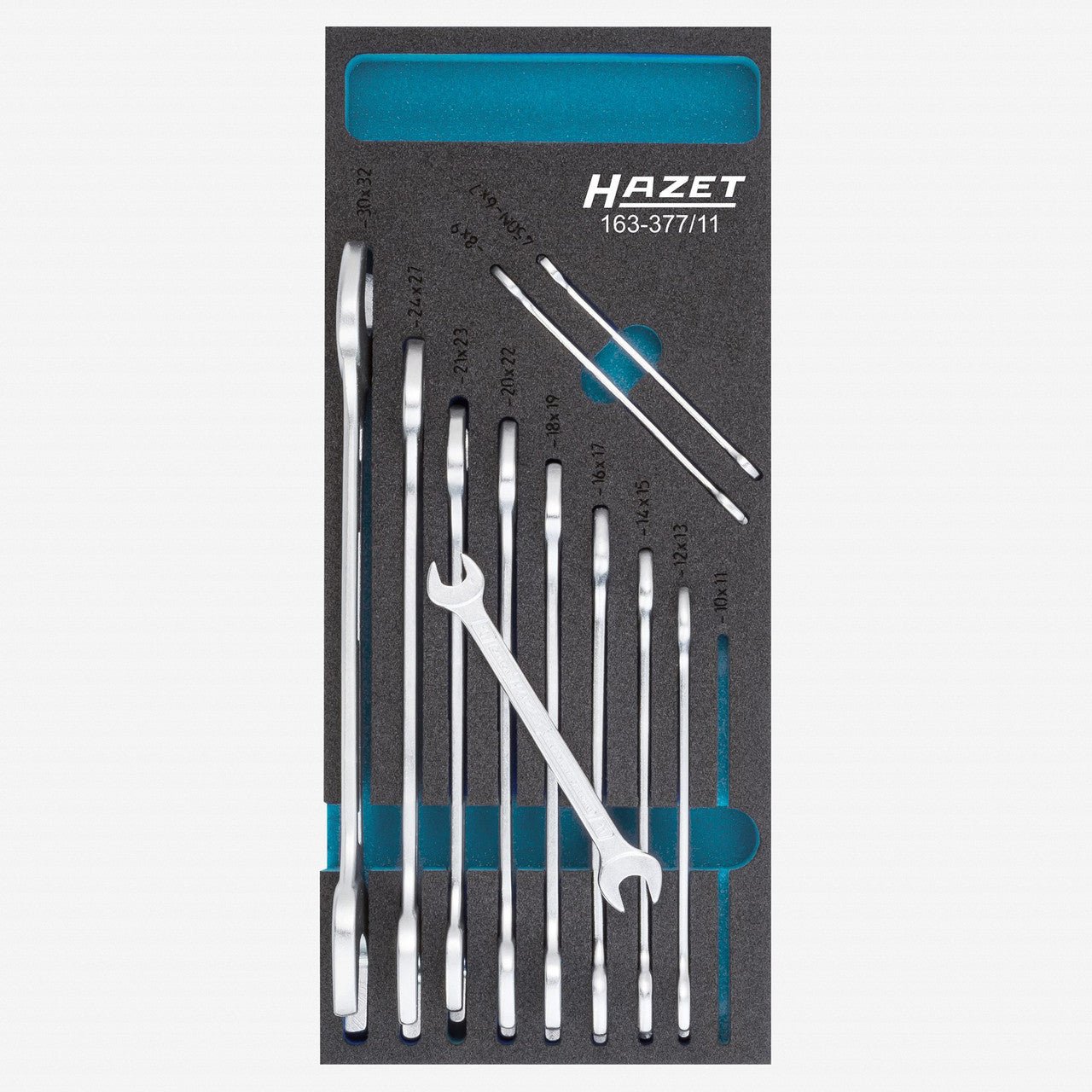 Hazet 163-377/11 Metric Double Open-end Wrench Set, 6 - 32 mm, 11 Pieces