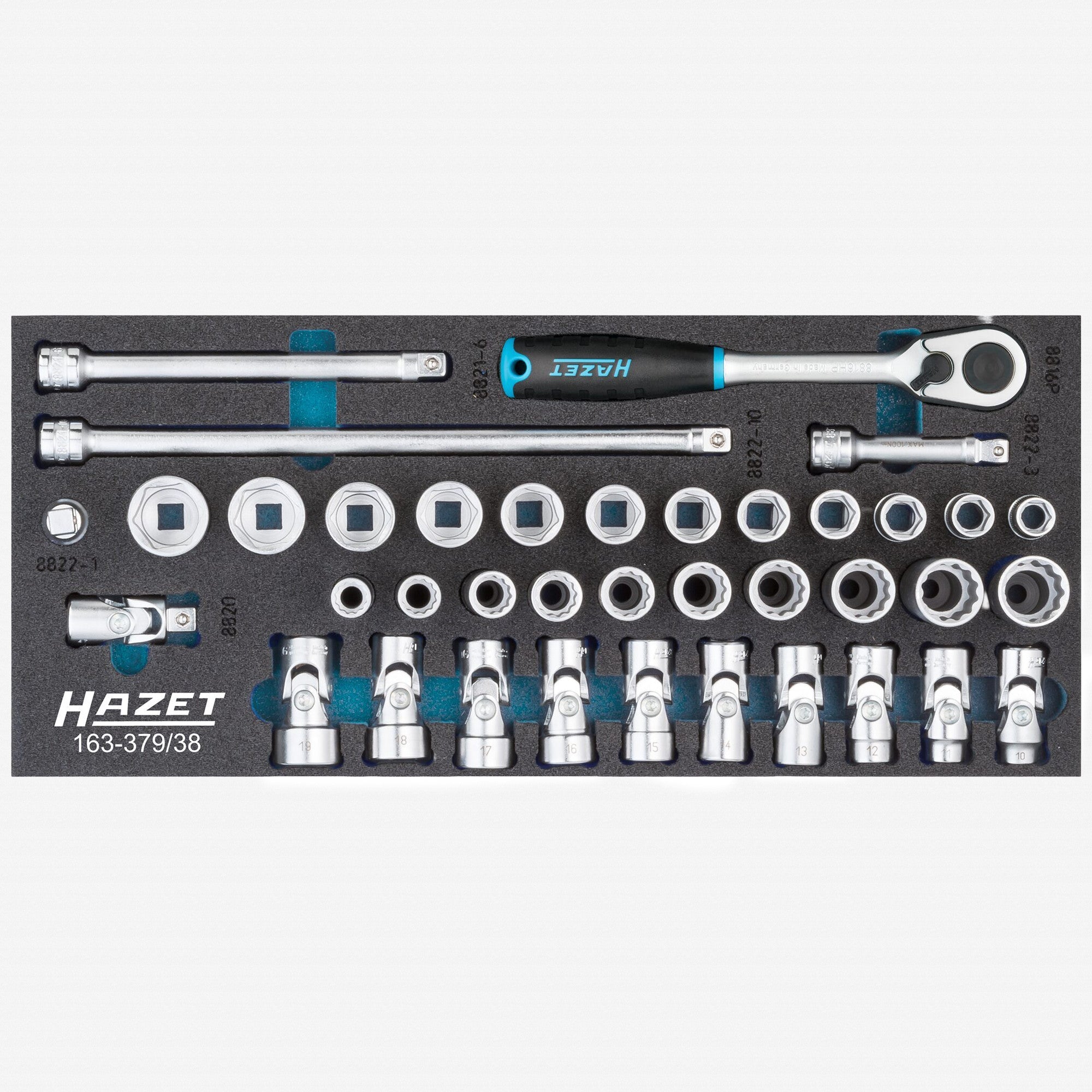 Hazet 163-379/38 3/8" Metric Socket Set, 38 Pieces