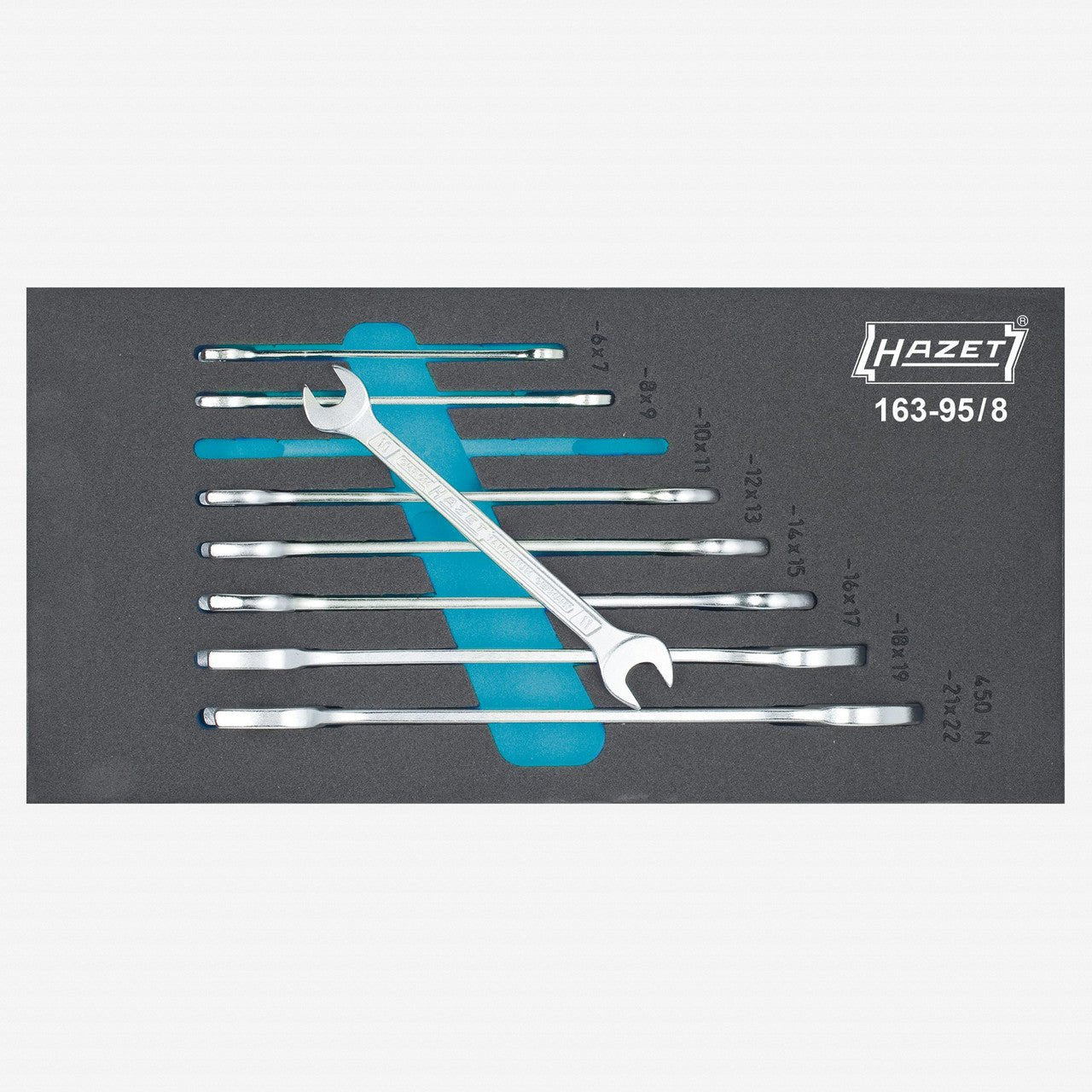 Hazet 163-95/8 Metric Double Open-end Wrench Set, 8 Pieces