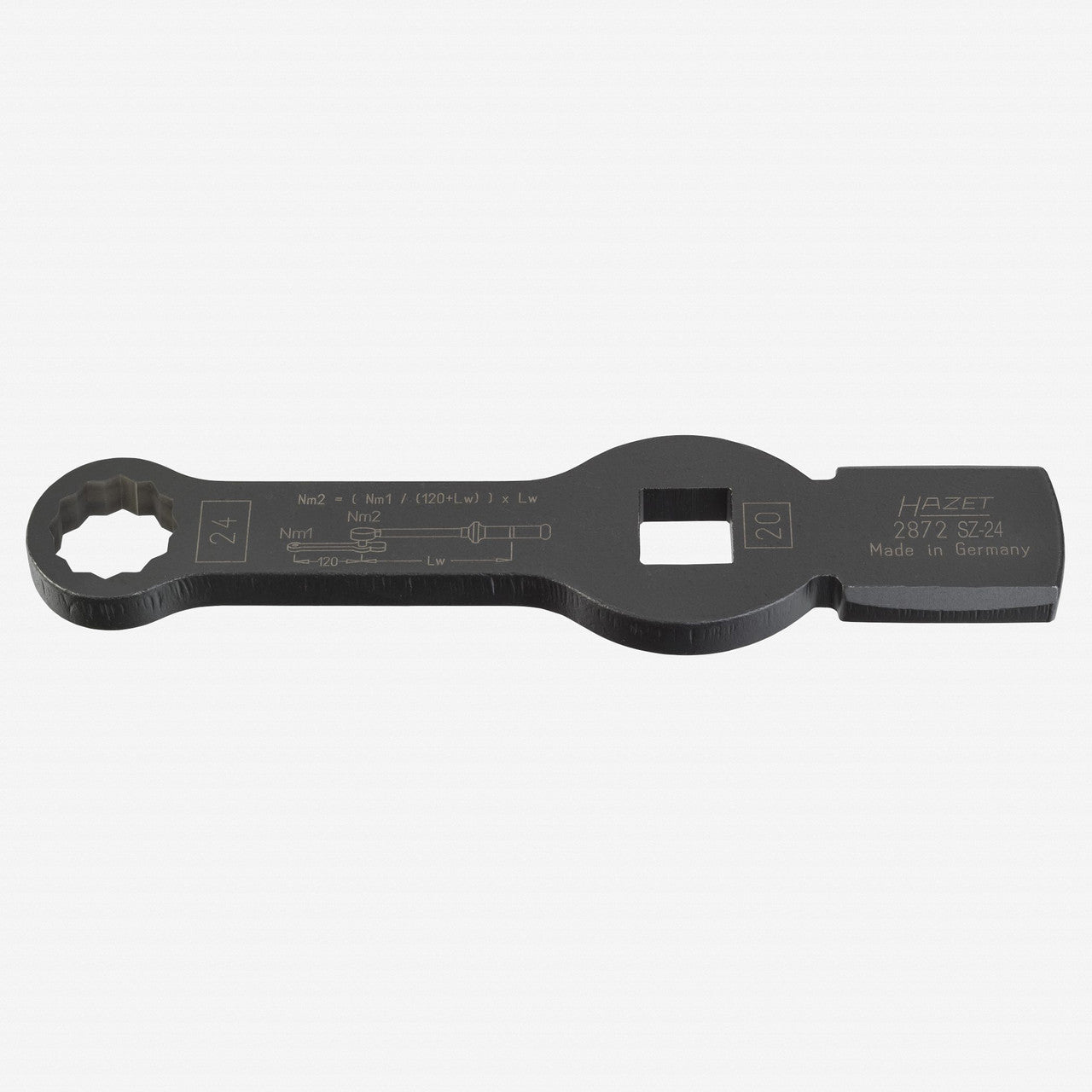 Hazet 2872SZ-24 24 mm Box-end Wrench with 2 Striking Faces, 12 Point