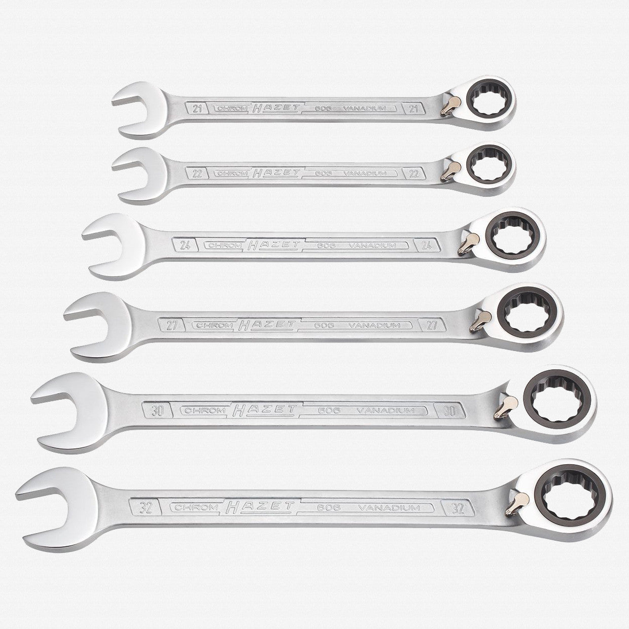 Hazet 606/6-1 Ratcheting combination wrench set 6 pc metric 21-32mm
