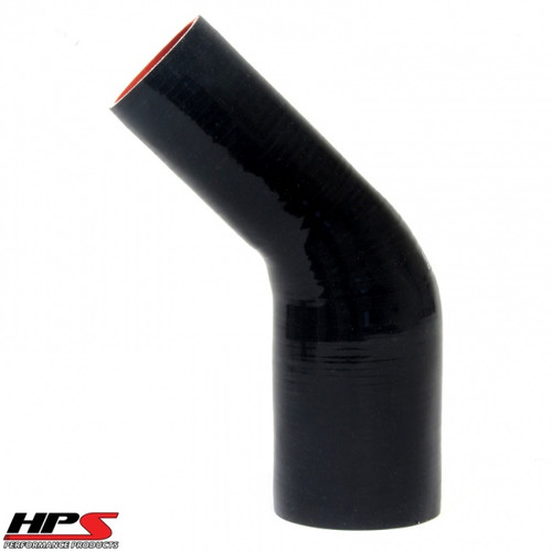 HPS 4 Ply Reinforced 45 Degree Silicone Hose Adapter 2" x 3" ID - Black