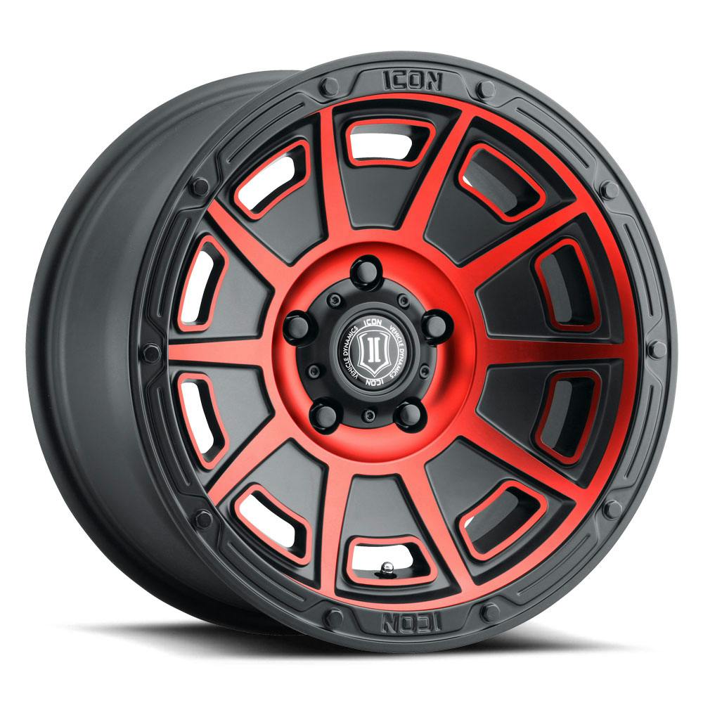 ICON Alloys 3017856350SBRT ICON ALLOYS VICTORY SAT BLK RED - 17 X 8.5 / 6X135 / 6MM / 5" BS