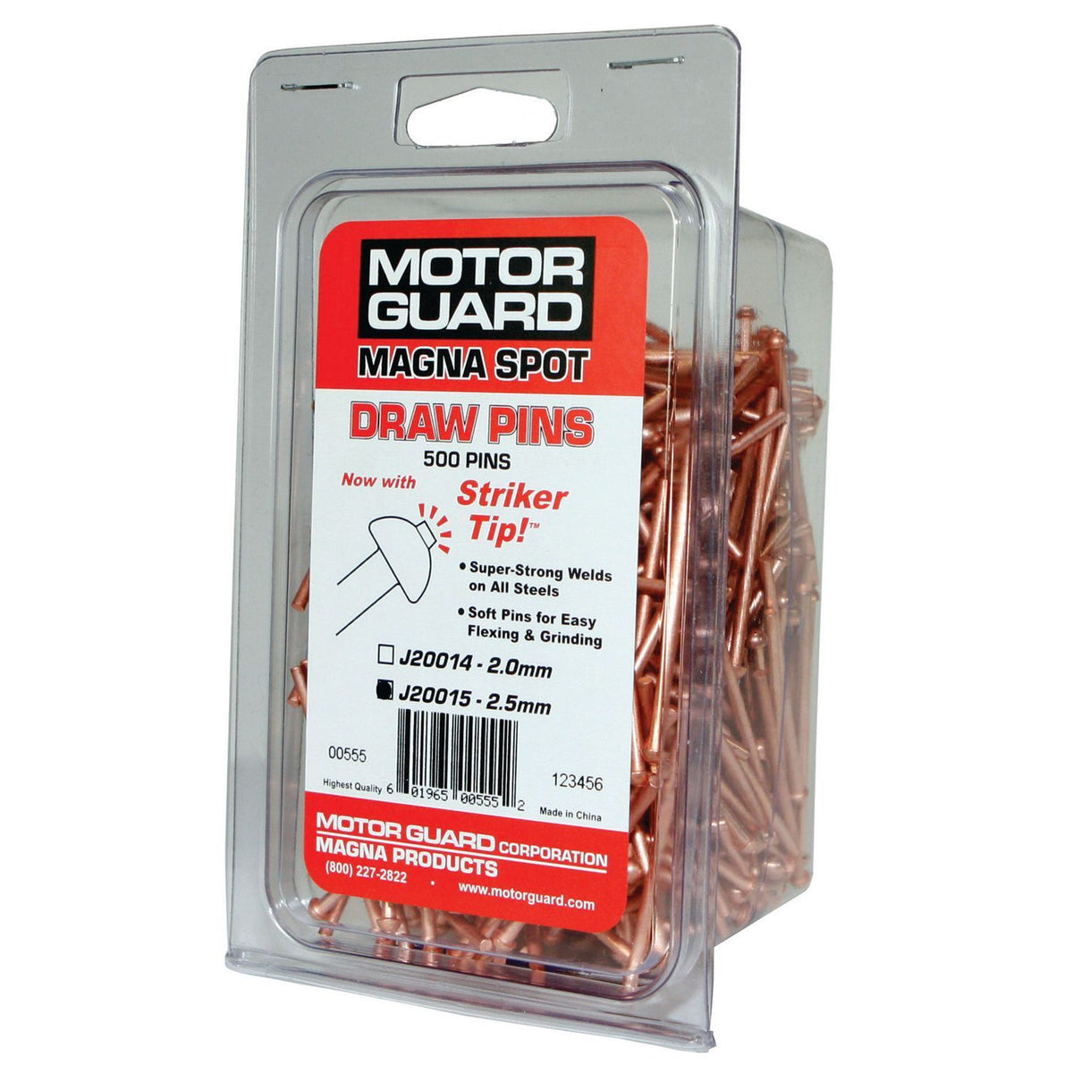 Motor Guard J20015 Draw Pin, 2.5 mm Diameter Steel with Copper-Coat Finish for Magna-Spot Stud