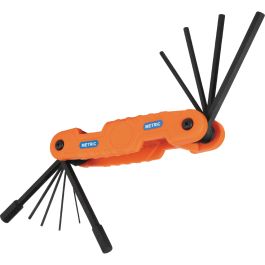 KleinPro Folding Hex Key Set, 10-Key, Metric Sizes