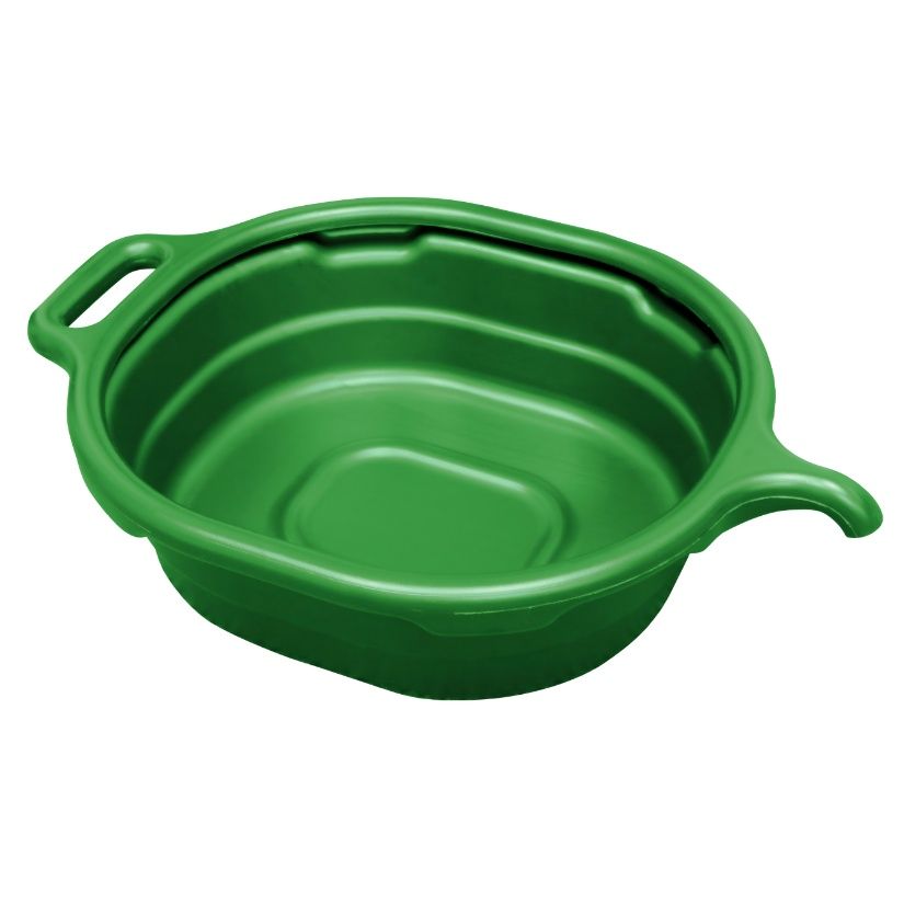 LISLE 17982 4.5 gal Oval Drain Pan Green – 60% larger catch area, 6.25″ height, anti‑splash lip