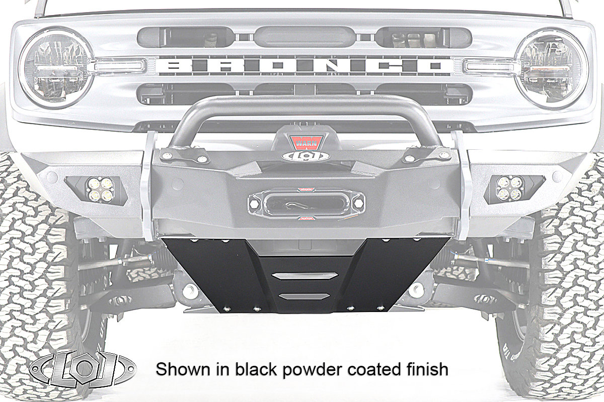 LoD Offroad BSP2100 Black Ops Front Bumper Skid Plate in Bare Steel for 21-26 Ford Bronco