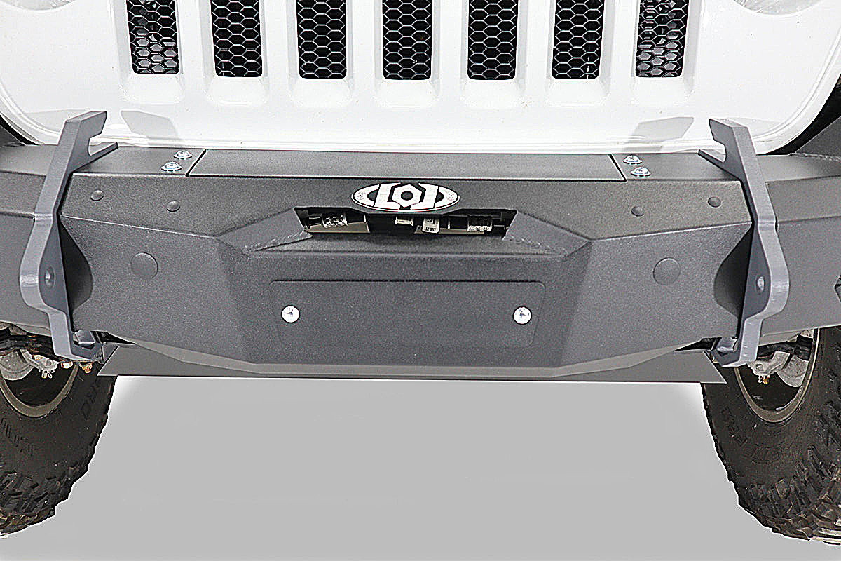 LoD Offroad AFG2101 Black Ops Front Bumper Winch Cover Plate for 07-22 Jeep Wrangler JK, JL & Gladiator JT with a Black Ops Front Bumper