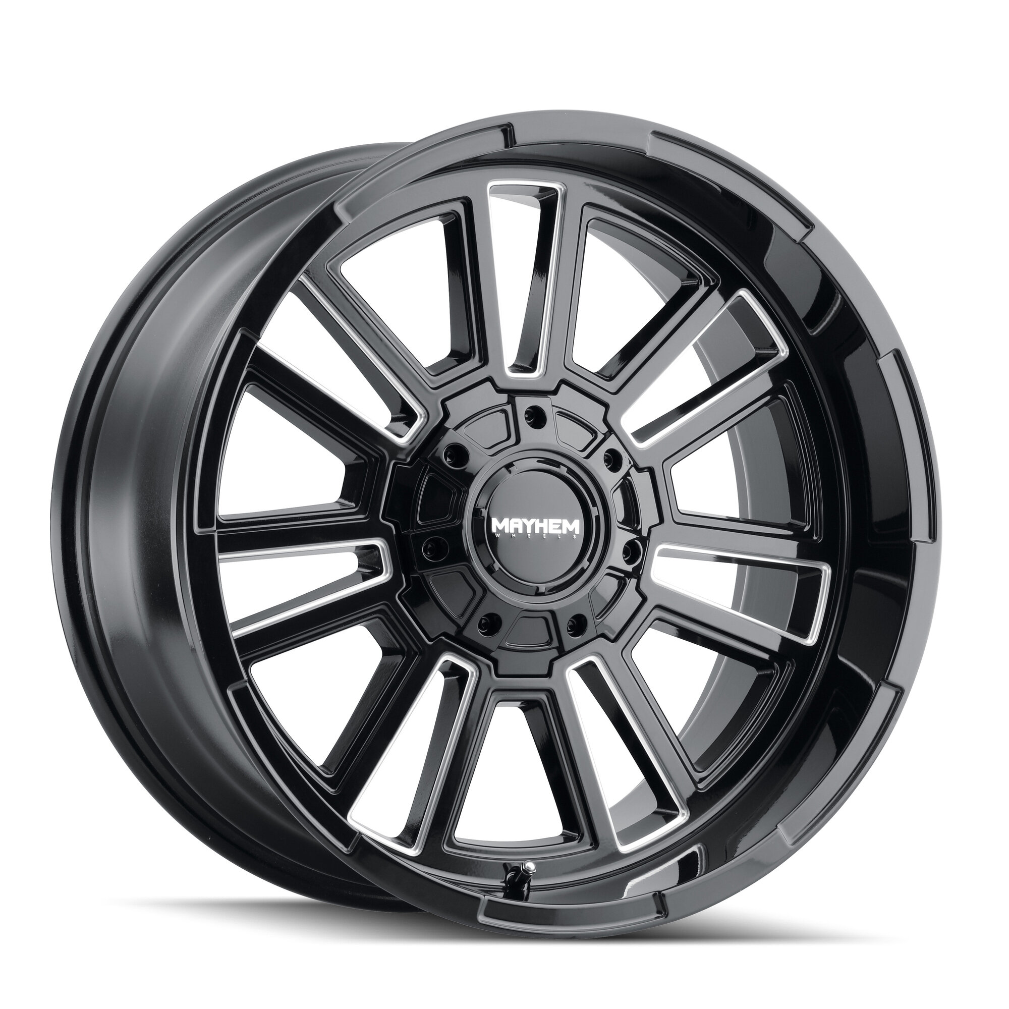 Mayhem 8115-2152BM Apollo Series 8115 Wheel in 20x10 with 4.75in Backspace Gloss Black with Milled Spokes for 07-22 Jeep Wrangler JK, JL & Gladiator JT