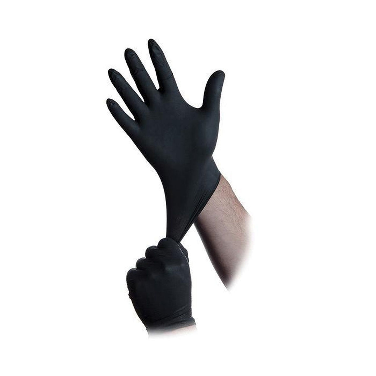 Atlantic Safety Products BLXXL Black 2XL Beaded-Cuff Nitrile Gloves, Comfortable pH-Balanced Fit