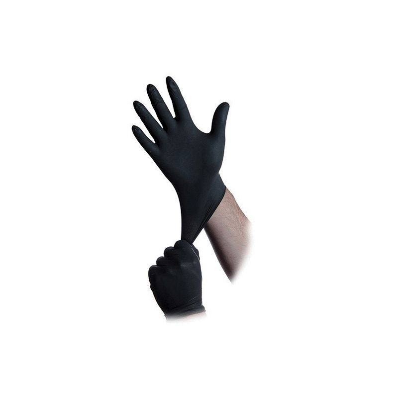 Atlantic InTouch Nitrile Gloves, B311-M, Black, Medium, Smooth Textured Fingertip, Powder‑Free