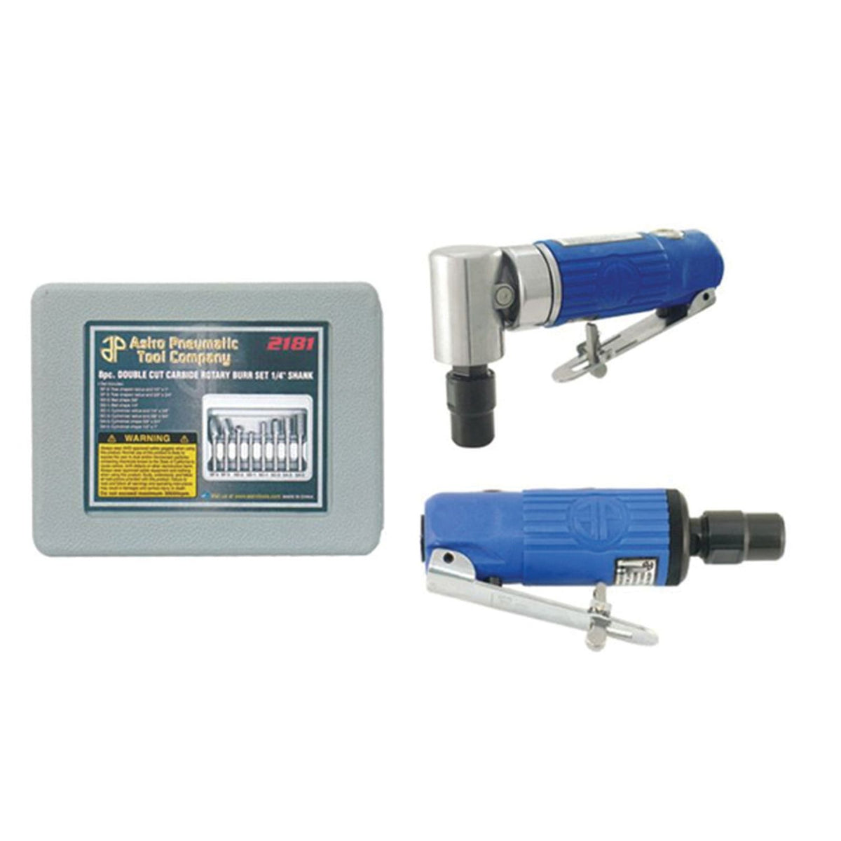 Astro Pneumatic 1221 Die Grinder Set 1/4 in with 90° Angle Grinder 1240, 1205 Die Grinder
