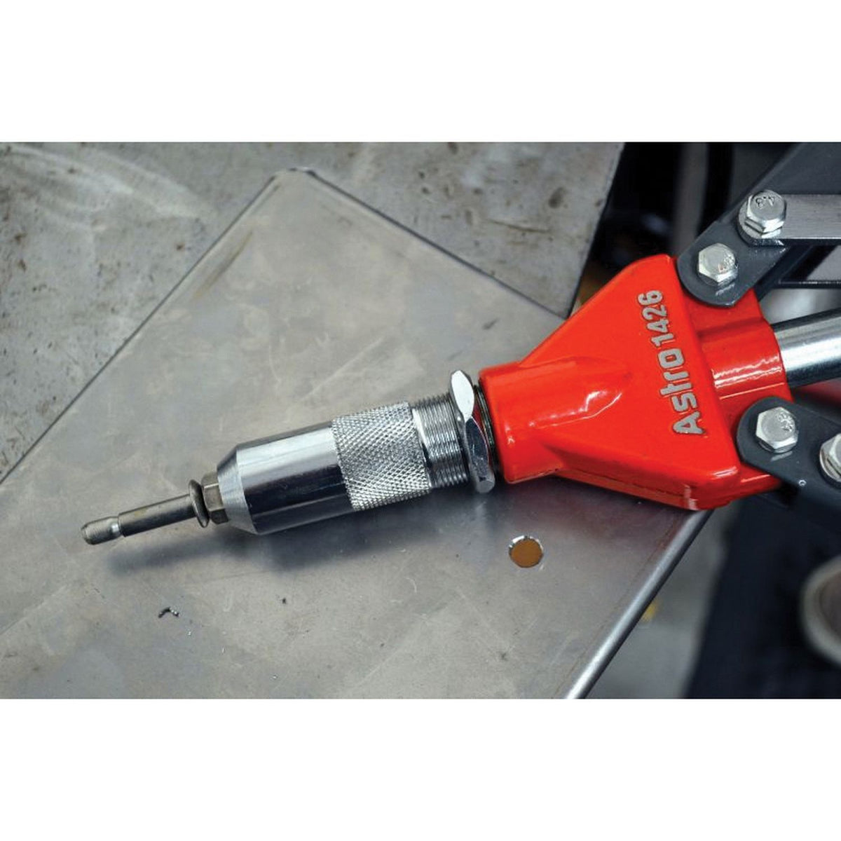 Astro Pneumatic 1426 Heavy Duty Hand Riveter 1/4 in with Extra-Long Handles, Plastic Mandrel
