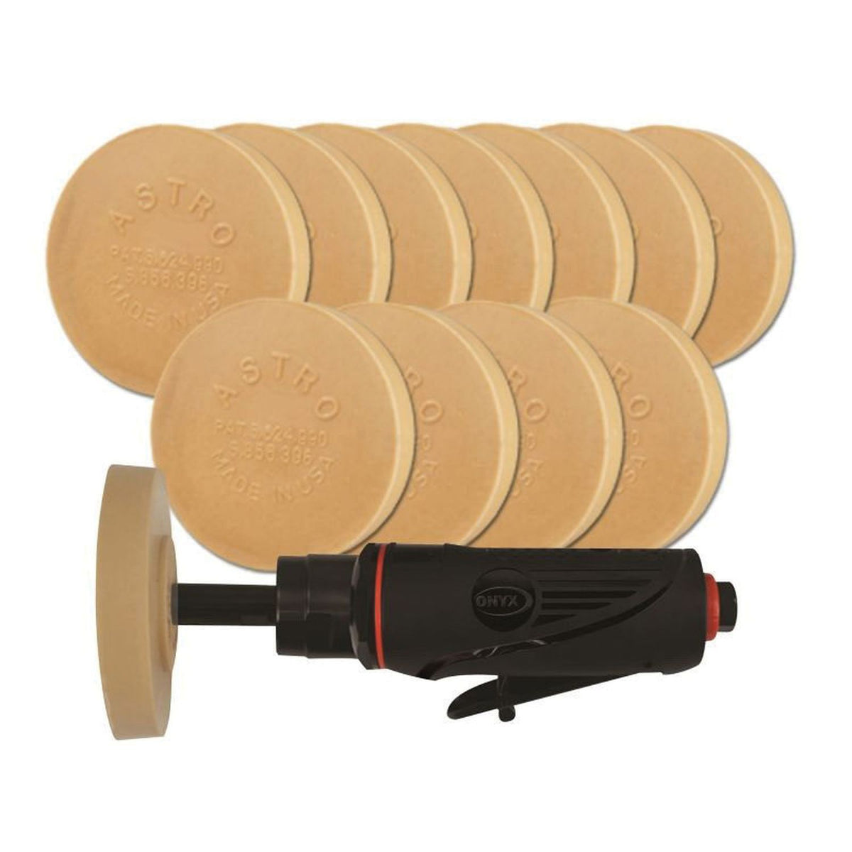 Astro Pneumatic 232 Pinstripe Removal Kit 4000 rpm with Smart Eraser pads and regulator